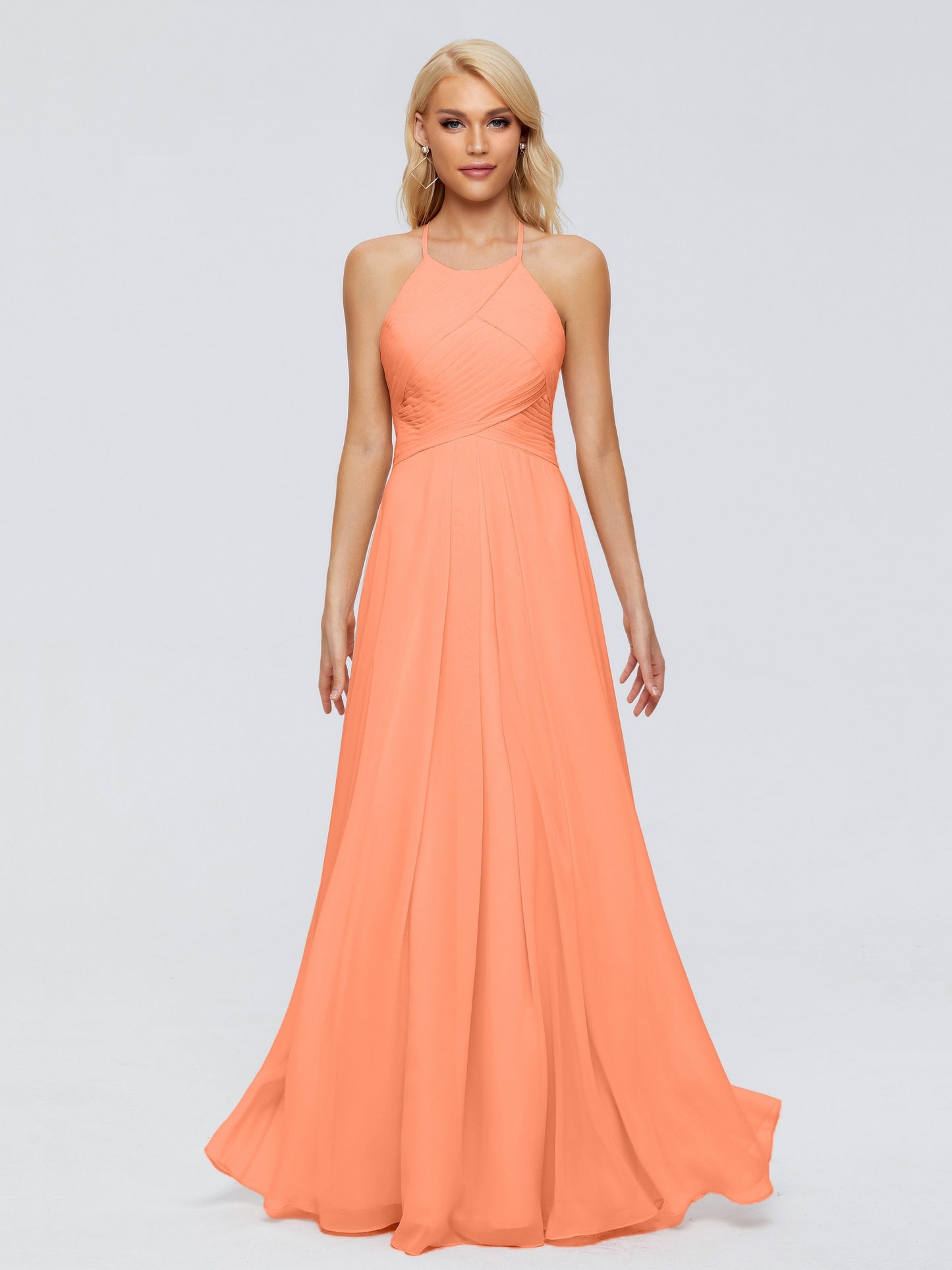 Finley A-line Halter Chiffon Bridesmaid Dresses