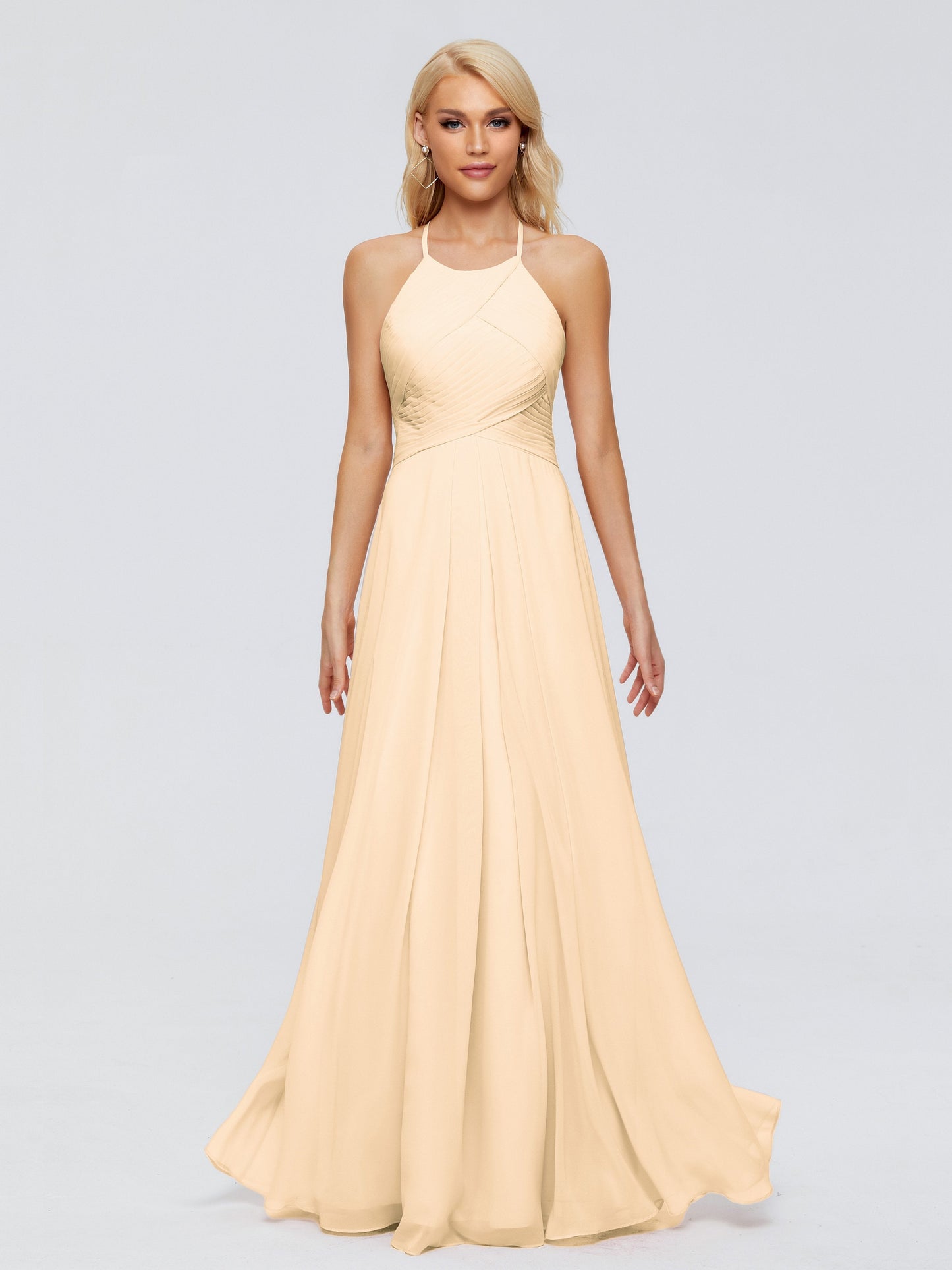 Finley A-line Halter Chiffon Bridesmaid Dresses