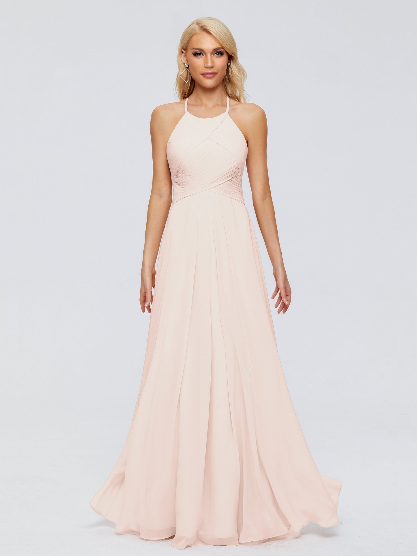 Finley A-line Halter Chiffon Bridesmaid Dresses