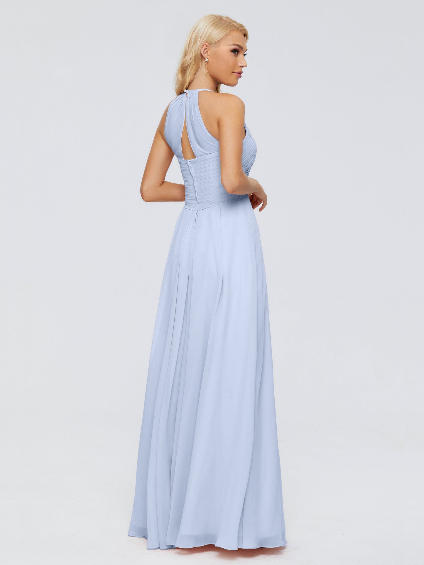 Finley A-line Halter Chiffon Bridesmaid Dresses