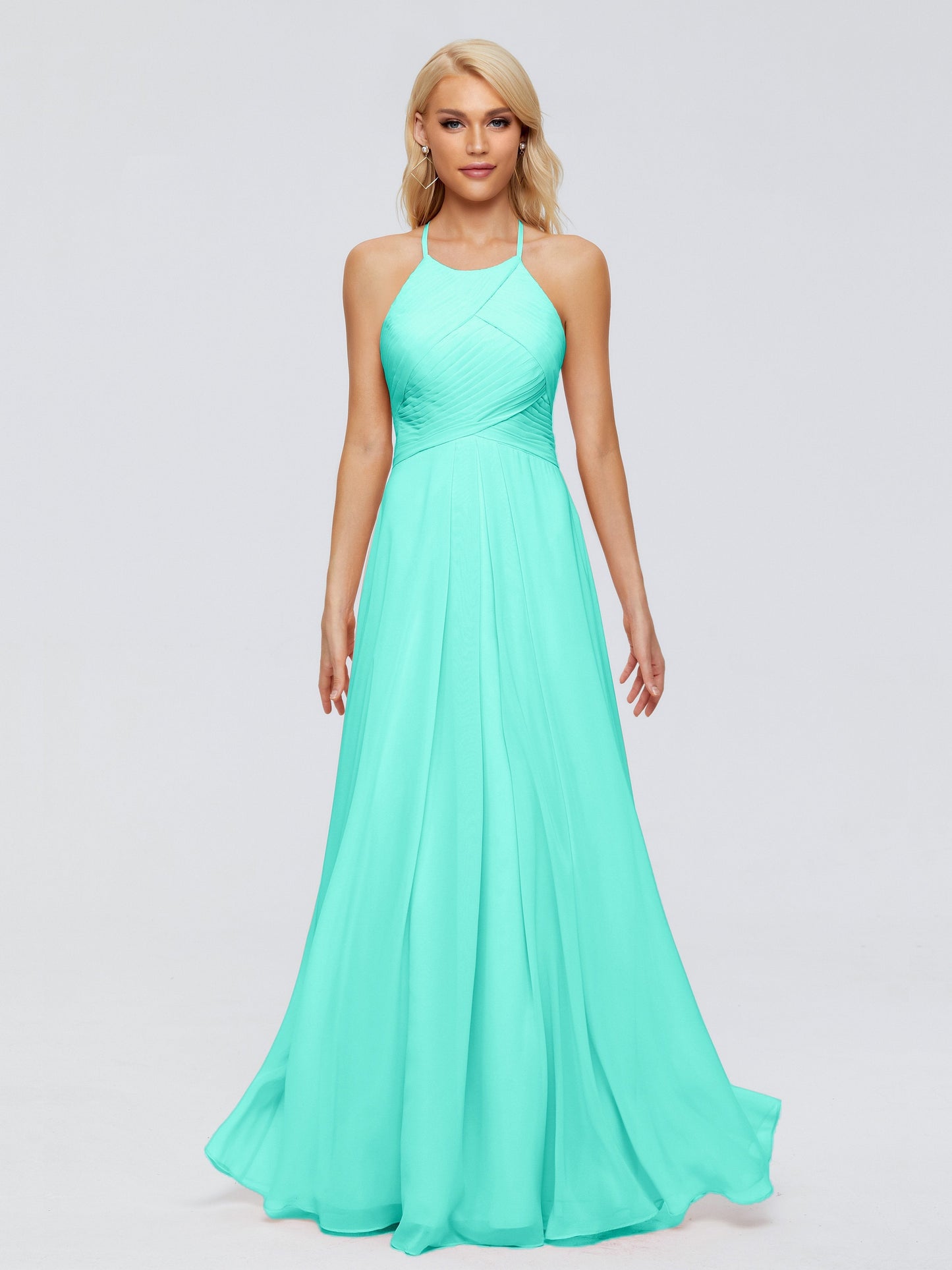Finley A-line Halter Chiffon Bridesmaid Dresses