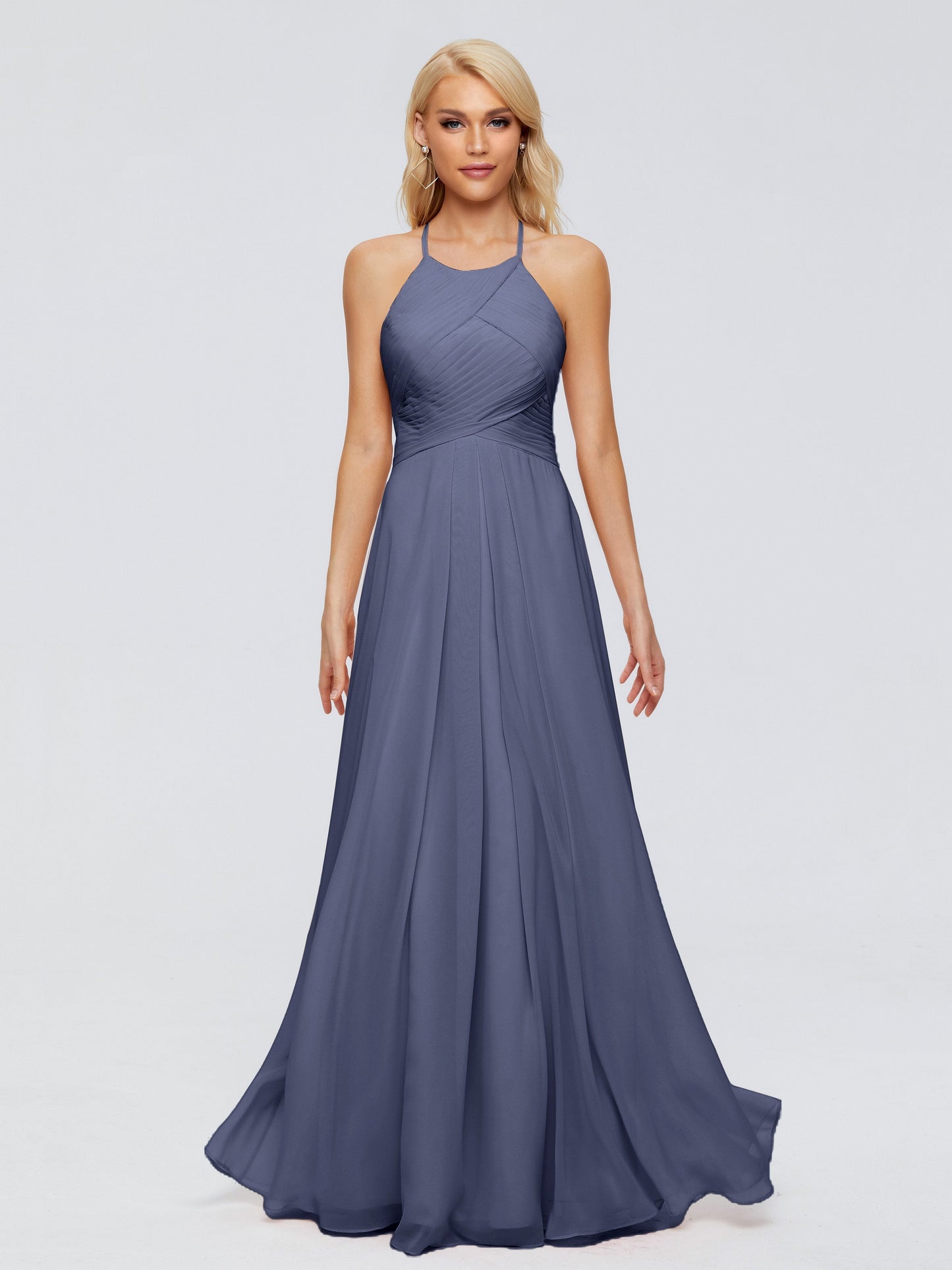 Finley A-line Halter Chiffon Bridesmaid Dresses