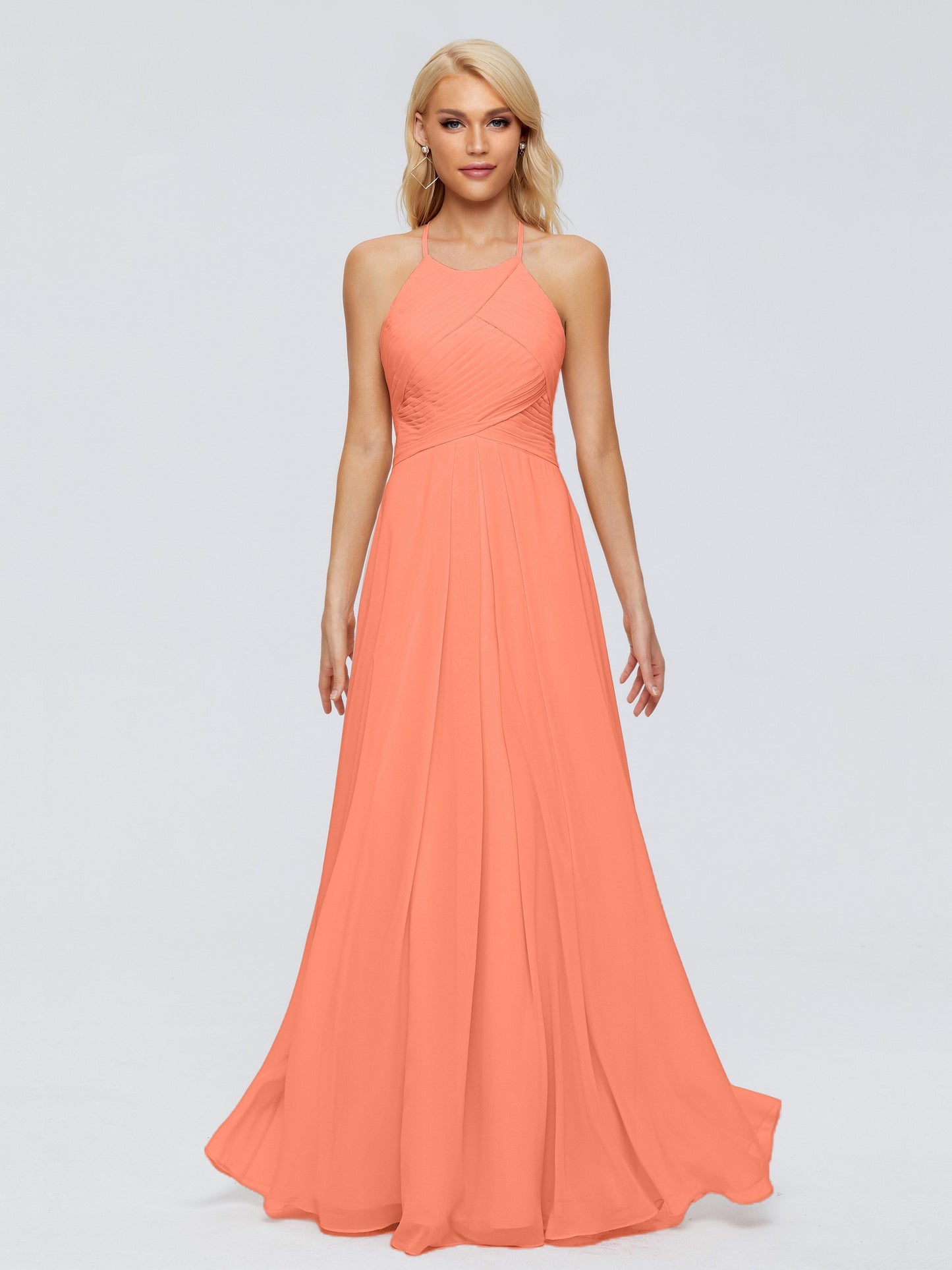 Finley A-line Halter Chiffon Bridesmaid Dresses