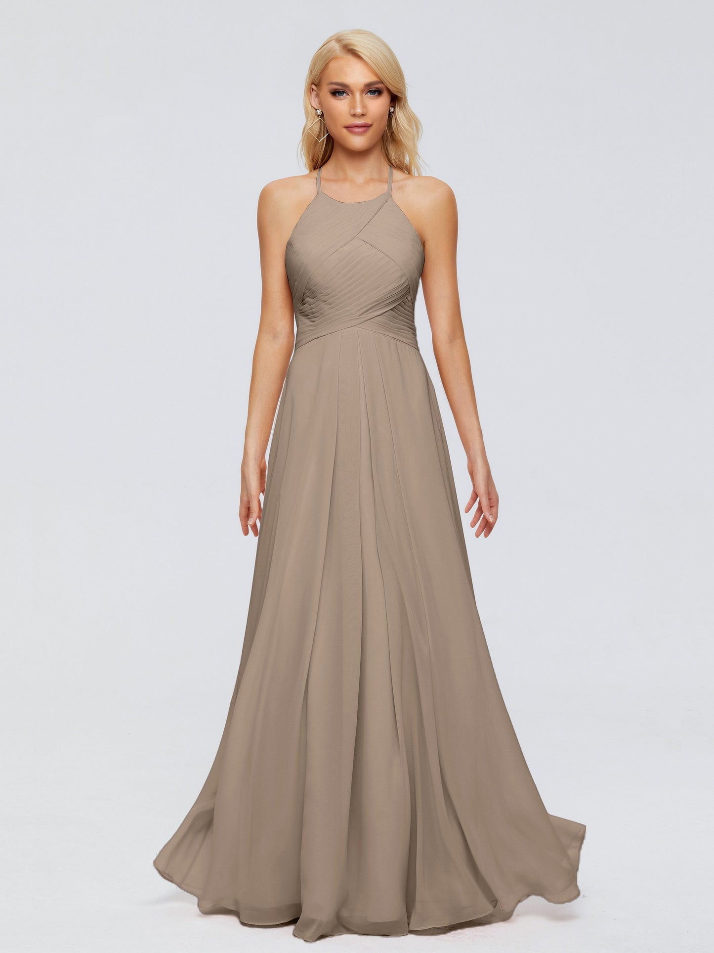 Finley A-line Halter Chiffon Bridesmaid Dresses
