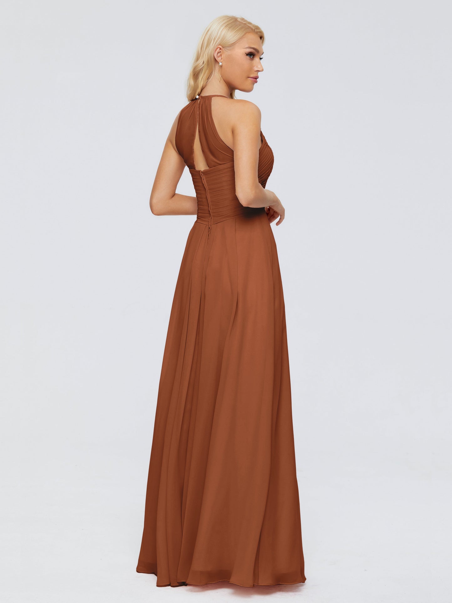 Finley A-line Halter Chiffon Bridesmaid Dresses