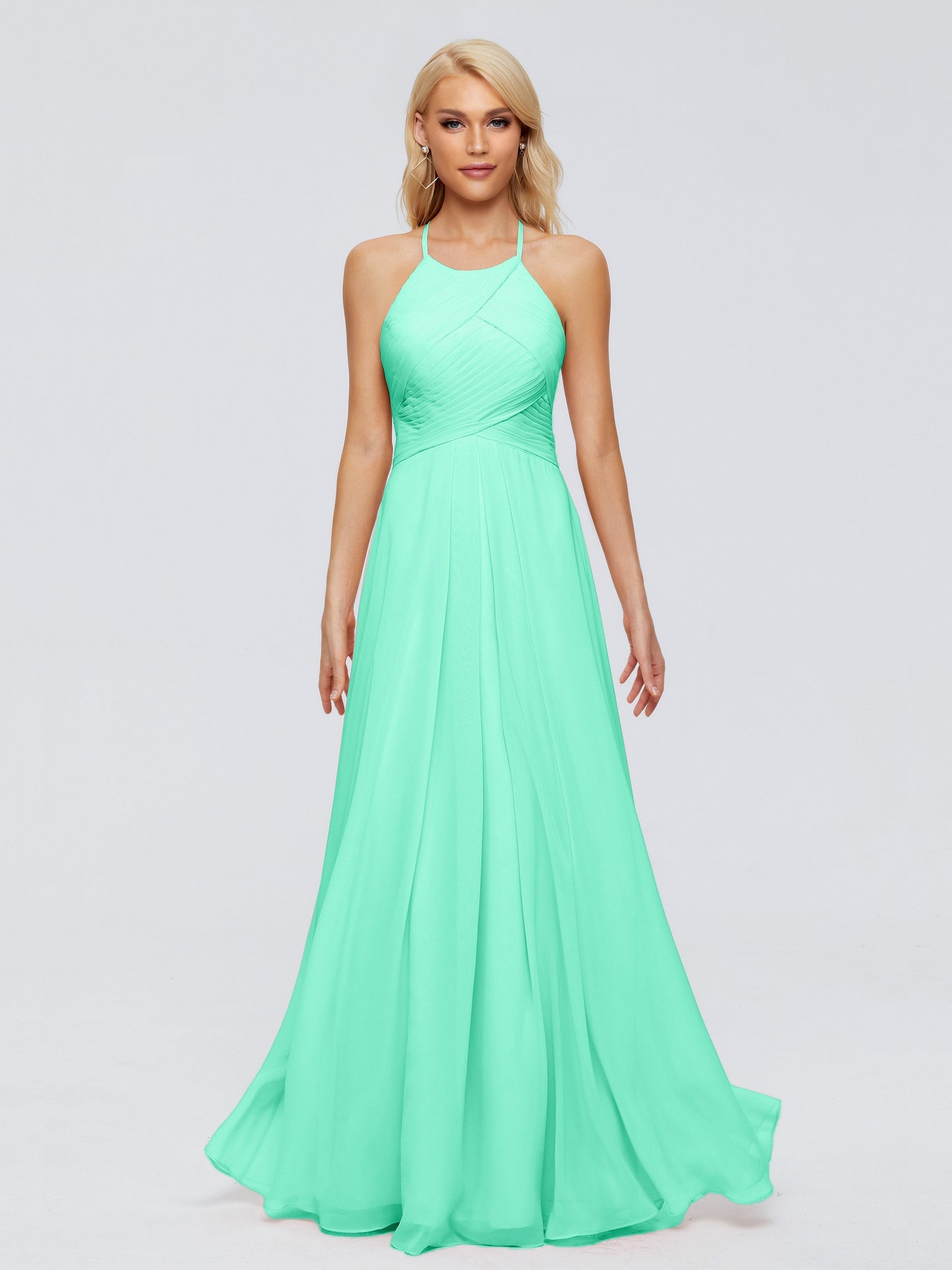 Finley A-line Halter Chiffon Bridesmaid Dresses