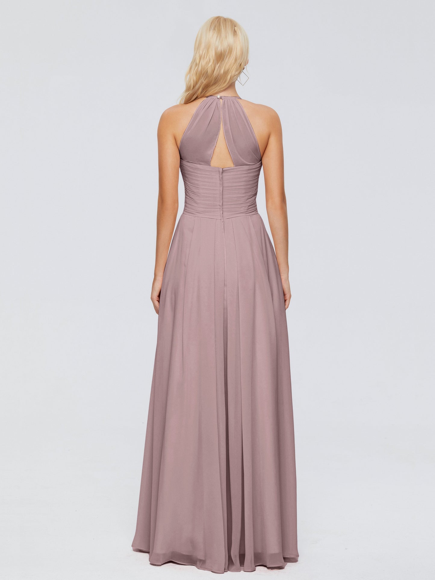 Finley A-line Halter Chiffon Bridesmaid Dresses