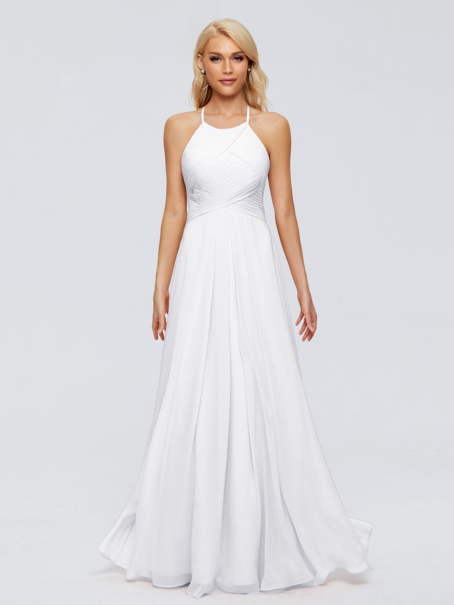 Finley A-line Halter Chiffon Bridesmaid Dresses