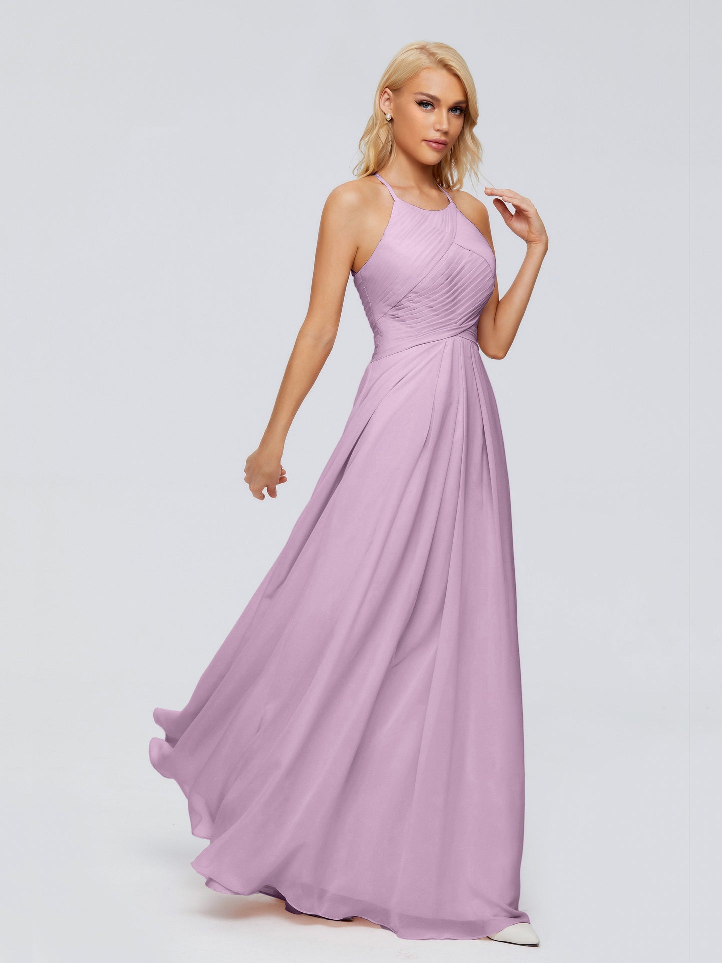 Finley A-line Halter Chiffon Bridesmaid Dresses
