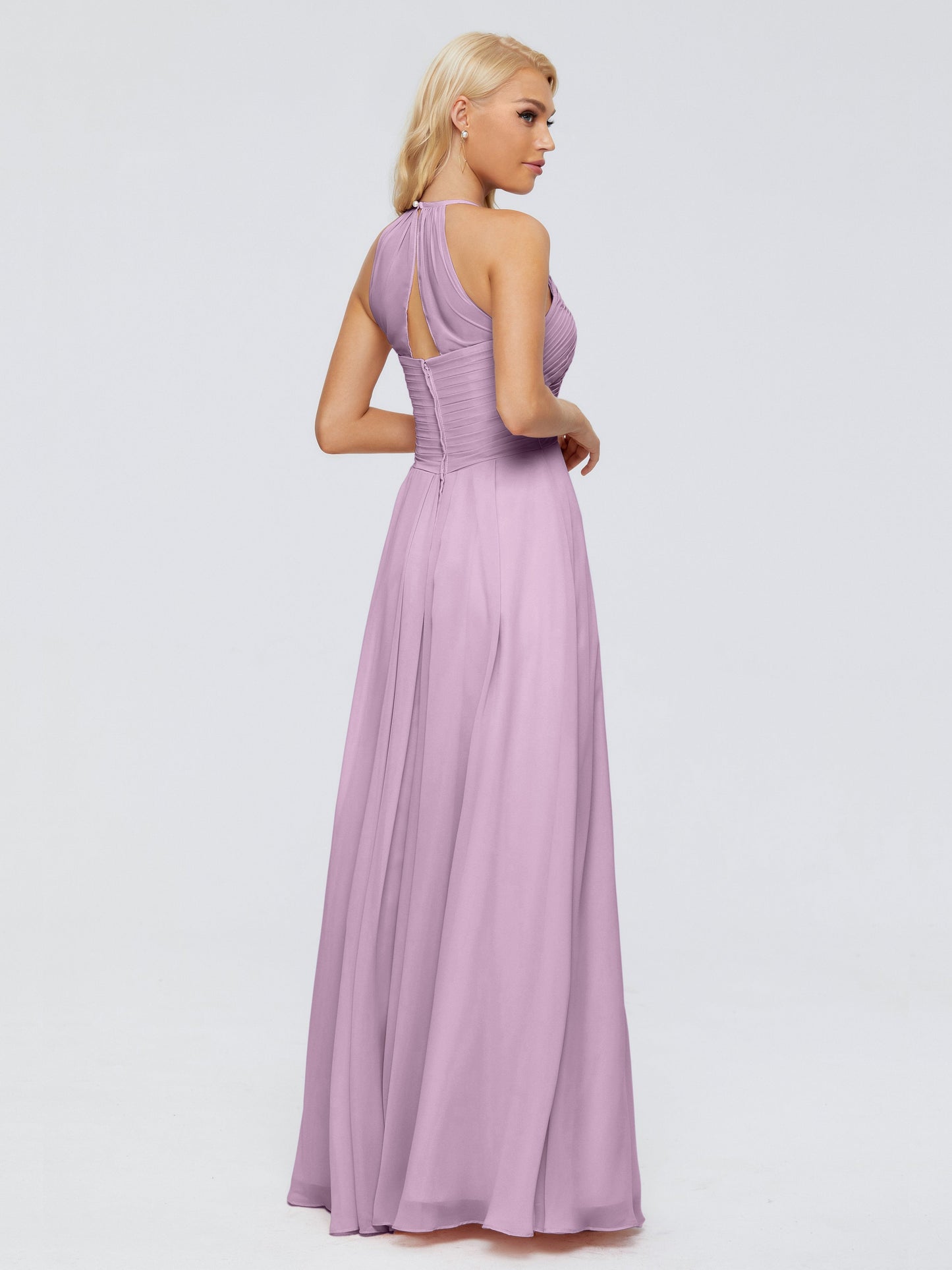 Finley A-line Halter Chiffon Bridesmaid Dresses