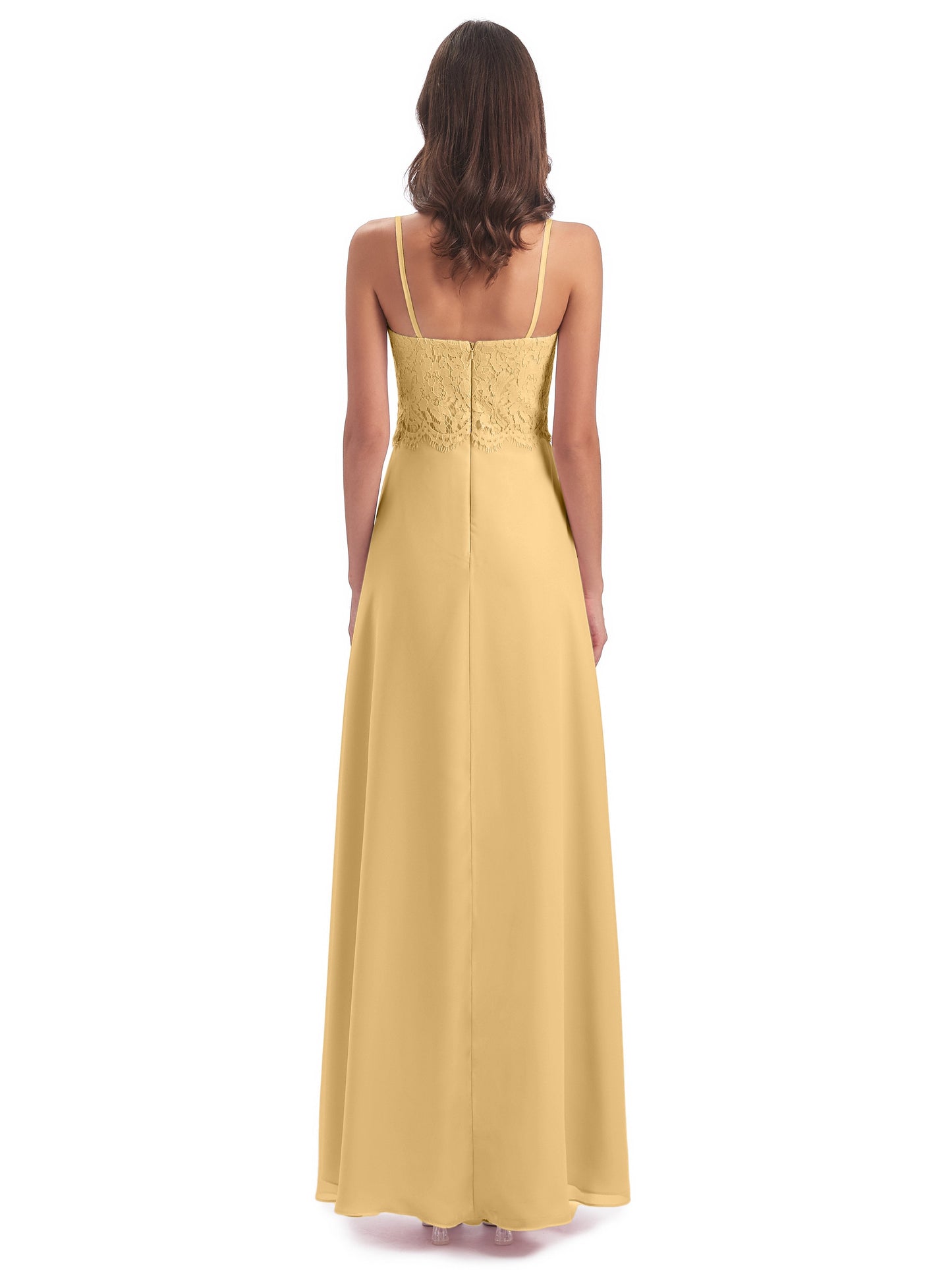 Grace Column Spaghetti Straps Lace Bridesmaid Dresses