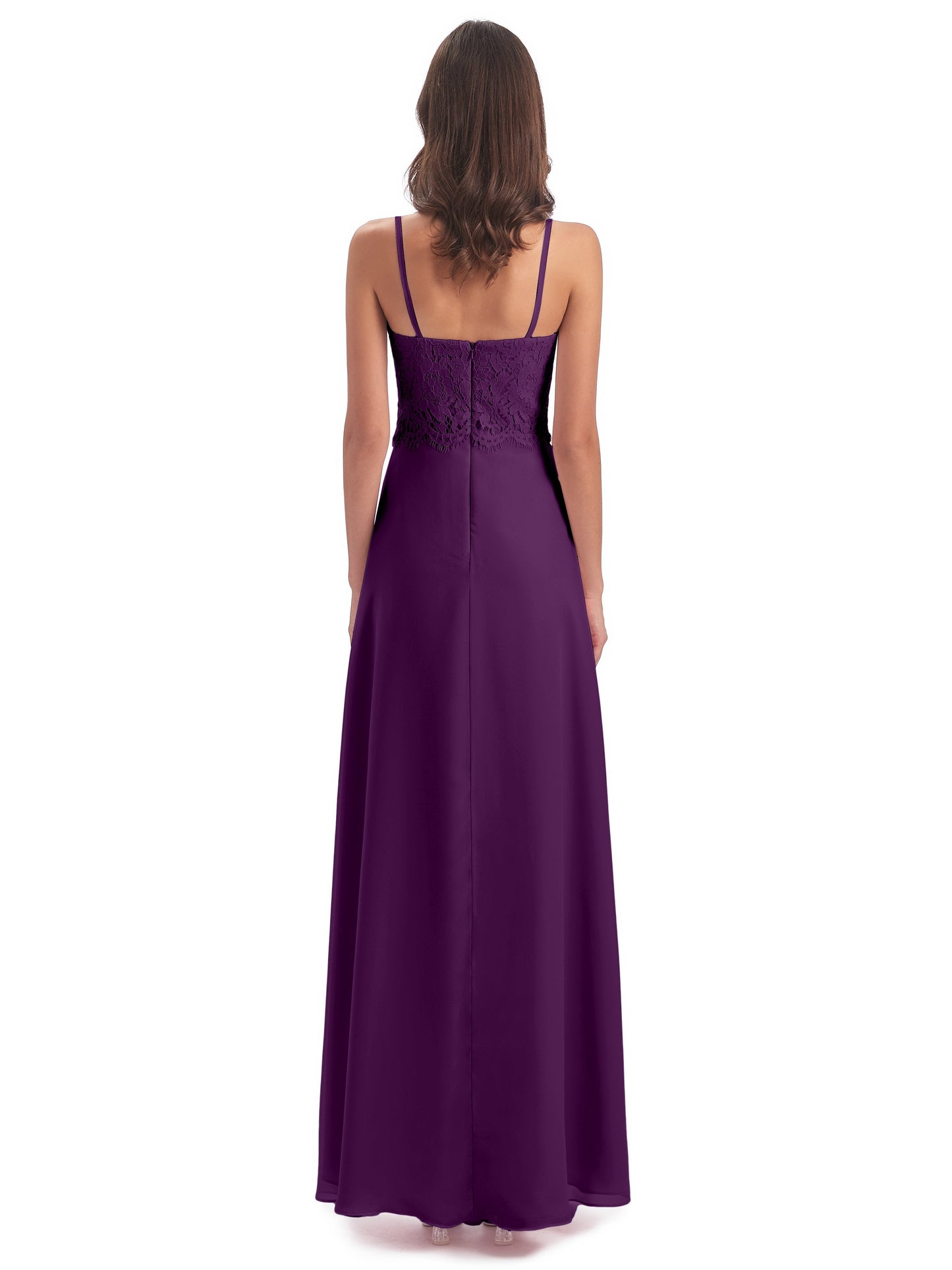 Grace Column Spaghetti Straps Lace Bridesmaid Dresses