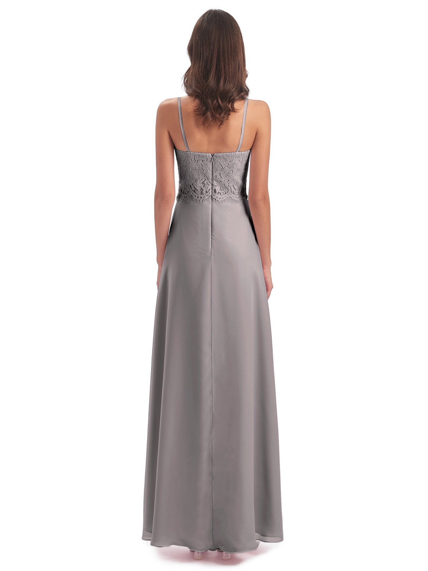 Grace Column Spaghetti Straps Lace Bridesmaid Dresses