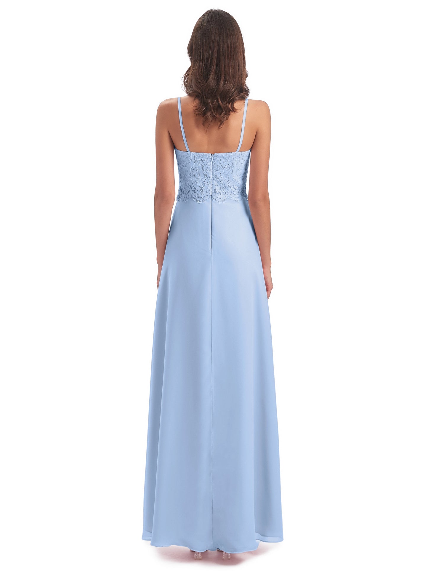 Grace Column Spaghetti Straps Lace Bridesmaid Dresses