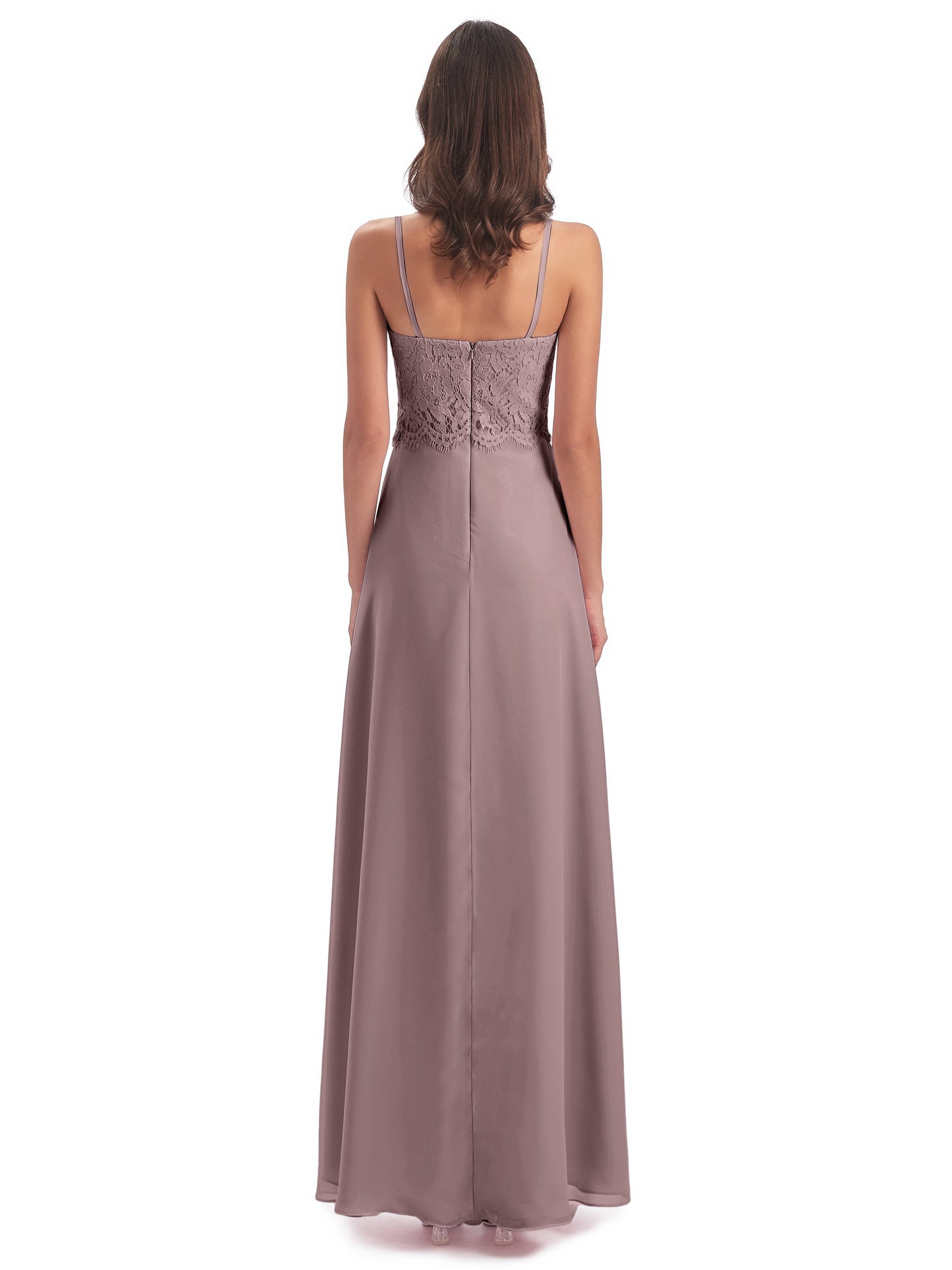 Grace Column Spaghetti Straps Lace Bridesmaid Dresses
