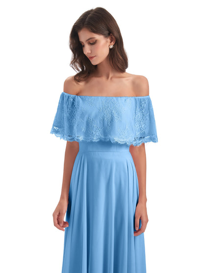 Hannah Floor Length Off The Shoulder Lace Bridesmaid Dresses