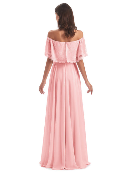 Hannah Floor Length Off The Shoulder Lace Bridesmaid Dresses