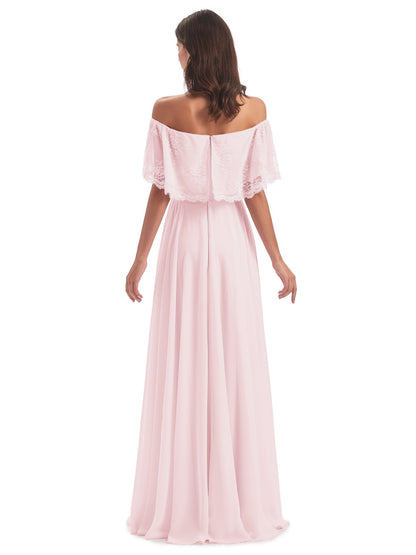 Hannah Floor Length Off The Shoulder Lace Bridesmaid Dresses