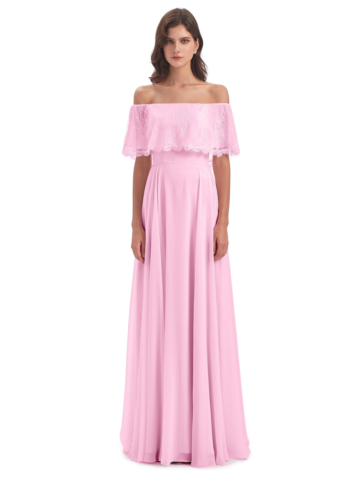 Hannah Floor Length Off The Shoulder Lace Bridesmaid Dresses