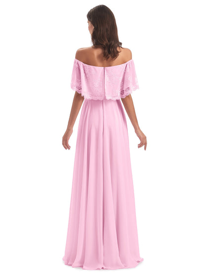 Hannah Floor Length Off The Shoulder Lace Bridesmaid Dresses