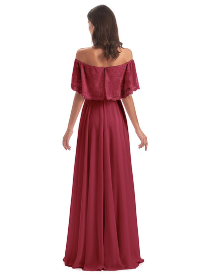 Hannah Floor Length Off The Shoulder Lace Bridesmaid Dresses
