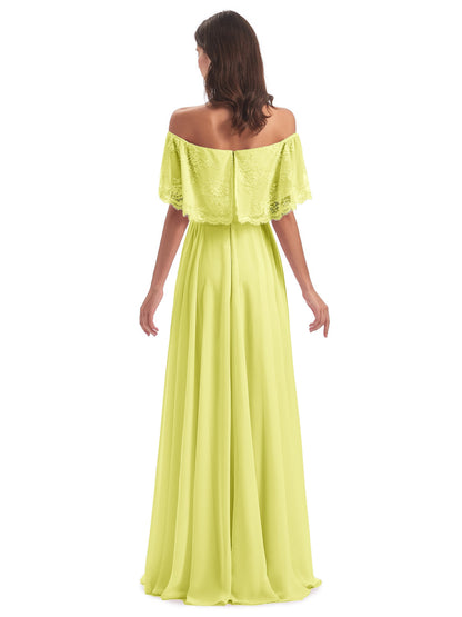 Hannah Floor Length Off The Shoulder Lace Bridesmaid Dresses