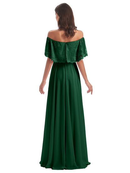 Hannah Floor Length Off The Shoulder Lace Bridesmaid Dresses