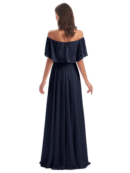 Hannah Floor Length Off The Shoulder Lace Bridesmaid Dresses