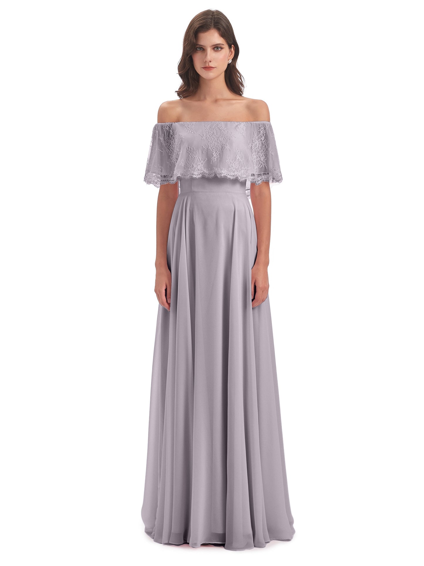 Hannah Floor Length Off The Shoulder Lace Bridesmaid Dresses