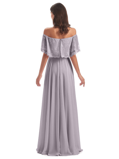 Hannah Floor Length Off The Shoulder Lace Bridesmaid Dresses