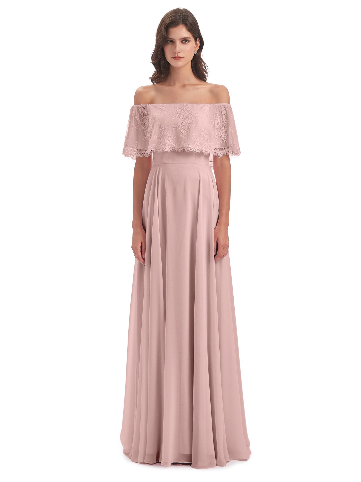 Hannah Floor Length Off The Shoulder Lace Bridesmaid Dresses
