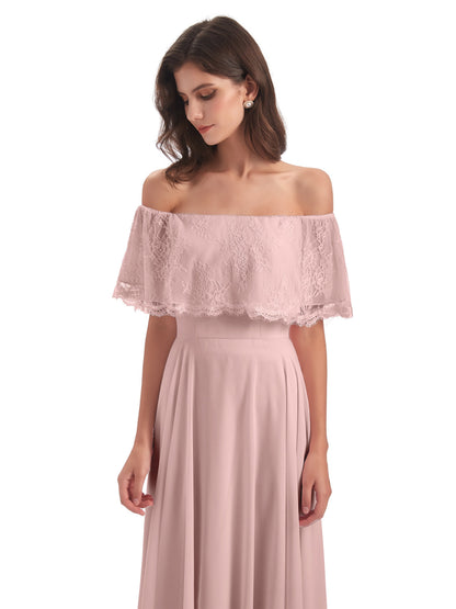 Hannah Floor Length Off The Shoulder Lace Bridesmaid Dresses