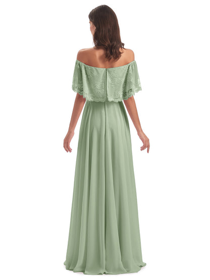 Hannah Floor Length Off The Shoulder Lace Bridesmaid Dresses