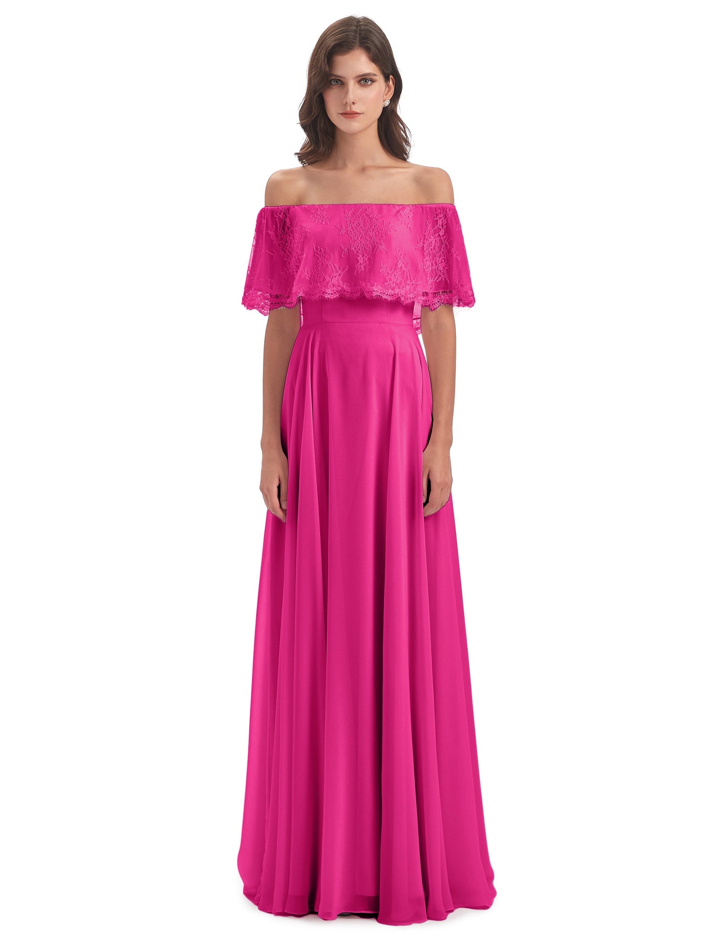 Hannah Floor Length Off The Shoulder Lace Bridesmaid Dresses