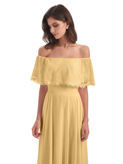 Hannah Floor Length Off The Shoulder Lace Bridesmaid Dresses