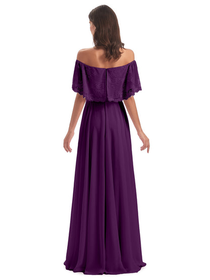 Hannah Floor Length Off The Shoulder Lace Bridesmaid Dresses