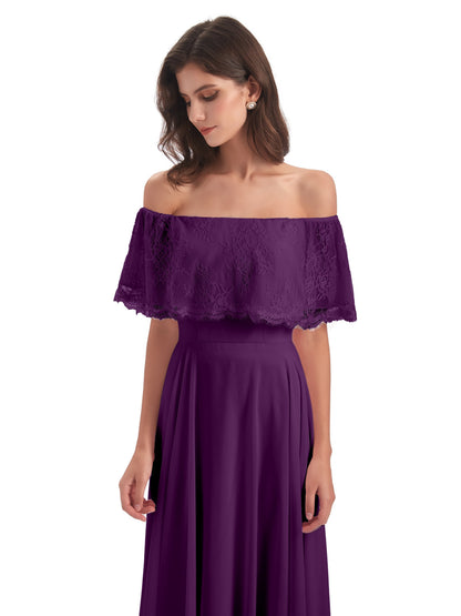 Hannah Floor Length Off The Shoulder Lace Bridesmaid Dresses