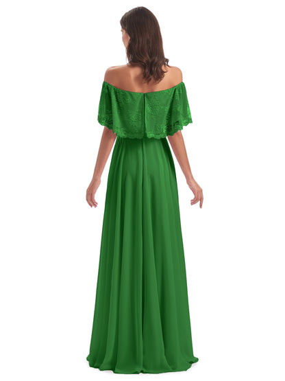 Hannah Floor Length Off The Shoulder Lace Bridesmaid Dresses