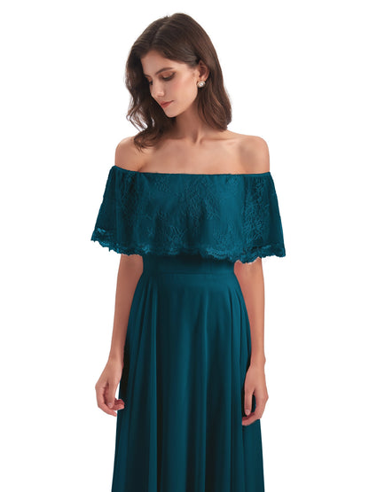 Hannah Floor Length Off The Shoulder Lace Bridesmaid Dresses