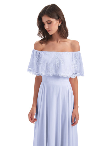 Hannah Floor Length Off The Shoulder Lace Bridesmaid Dresses
