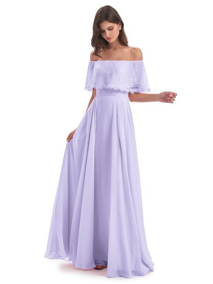 Hannah Floor Length Off The Shoulder Lace Bridesmaid Dresses