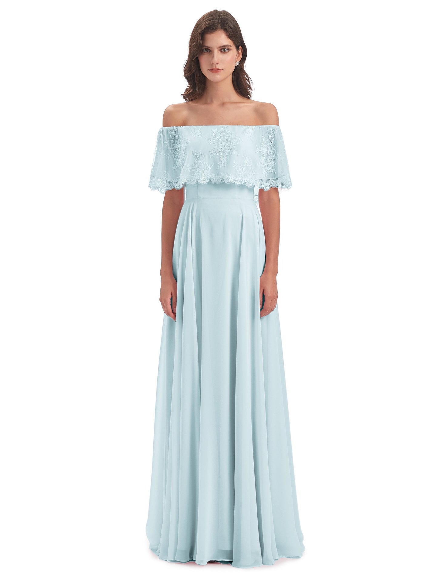 Hannah Floor Length Off The Shoulder Lace Bridesmaid Dresses