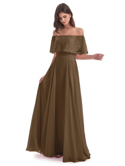 Hannah Floor Length Off The Shoulder Lace Bridesmaid Dresses