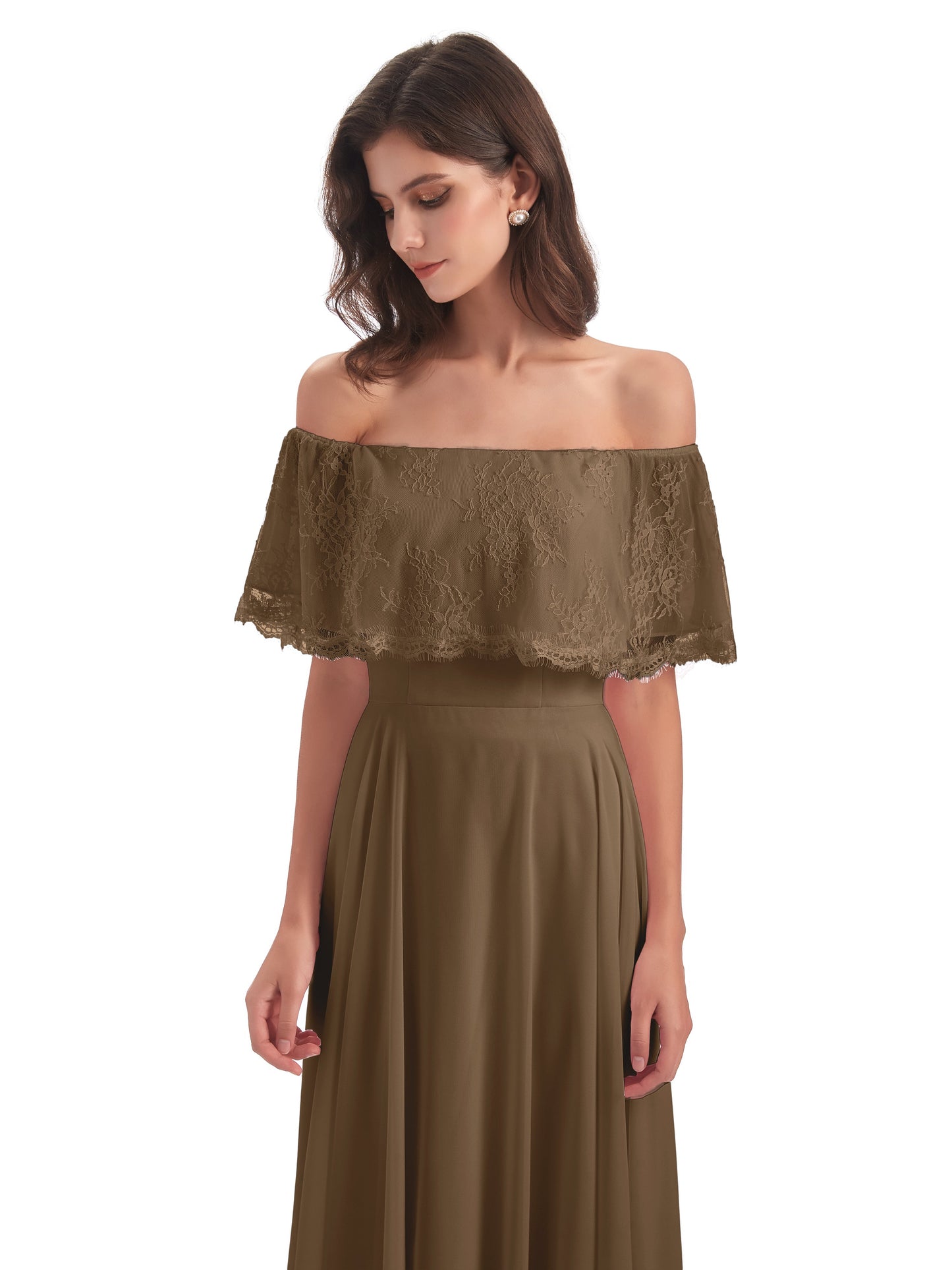 Hannah Floor Length Off The Shoulder Lace Bridesmaid Dresses