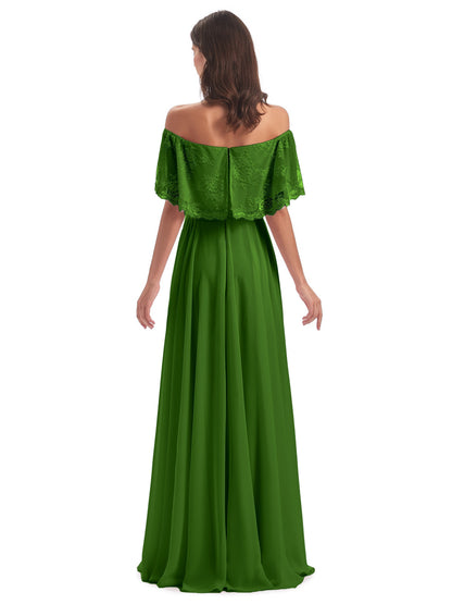 Hannah Floor Length Off The Shoulder Lace Bridesmaid Dresses