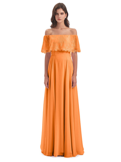 Hannah Floor Length Off The Shoulder Lace Bridesmaid Dresses