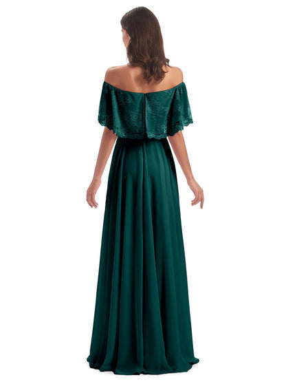 Hannah Floor Length Off The Shoulder Lace Bridesmaid Dresses