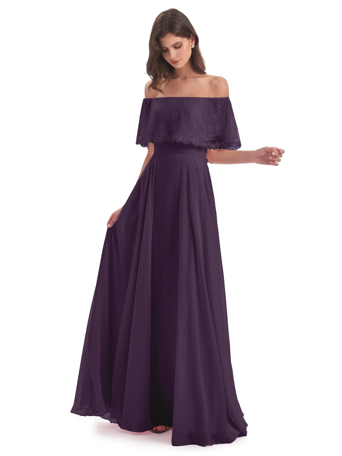 Hannah Floor Length Off The Shoulder Lace Bridesmaid Dresses