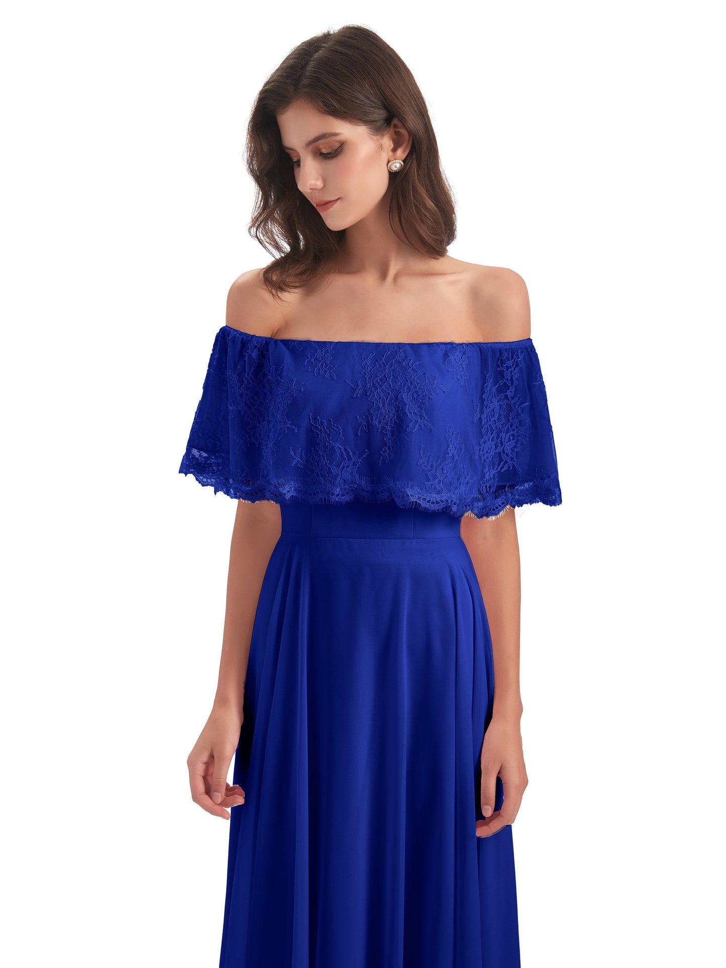 Hannah Floor Length Off The Shoulder Lace Bridesmaid Dresses