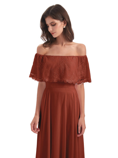 Hannah Floor Length Off The Shoulder Lace Bridesmaid Dresses
